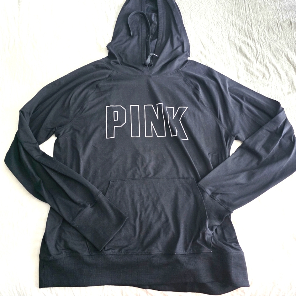 PINK Black Lightweight Hoodie L